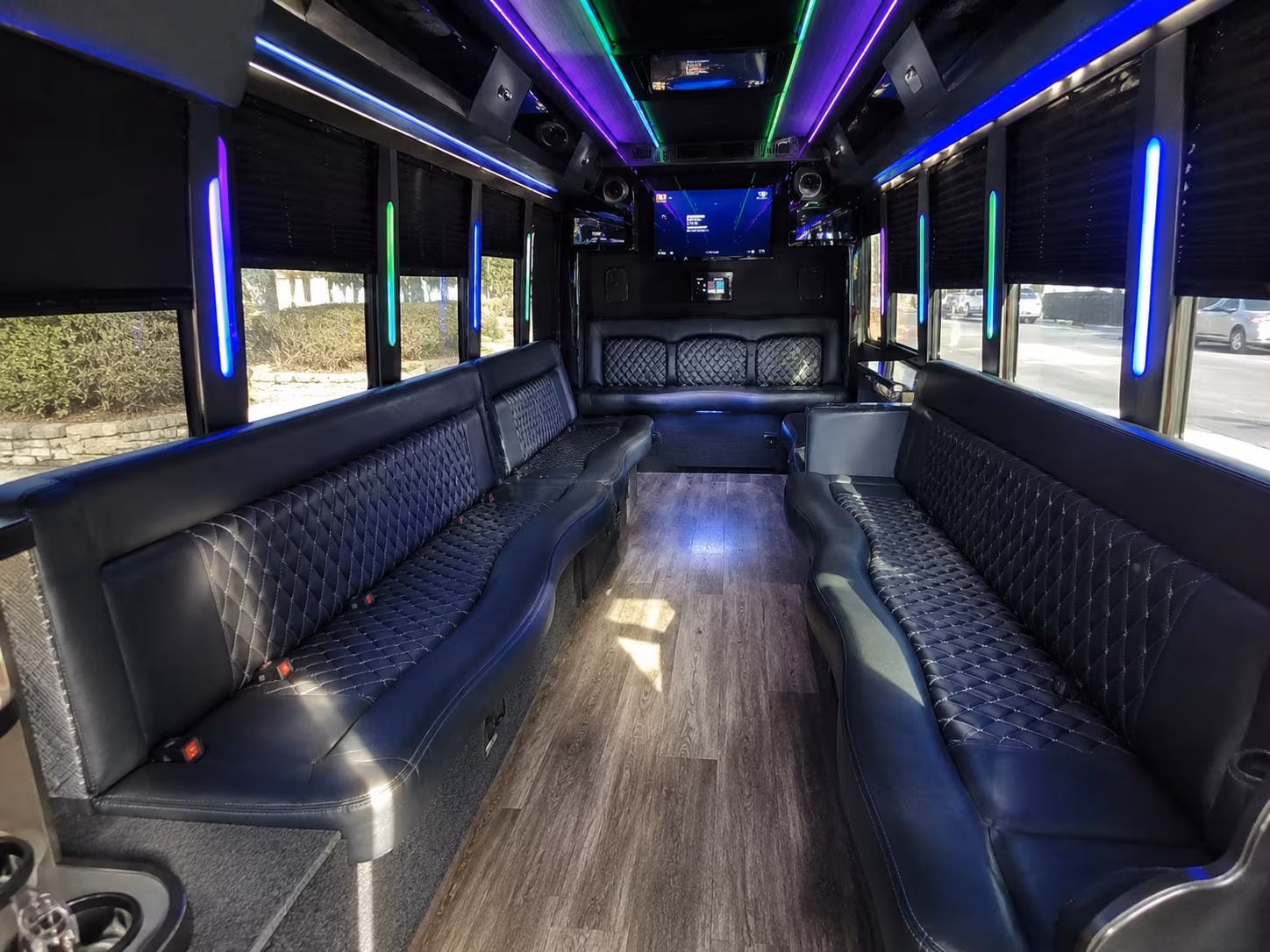 san leandro 15 passenger party bus interior