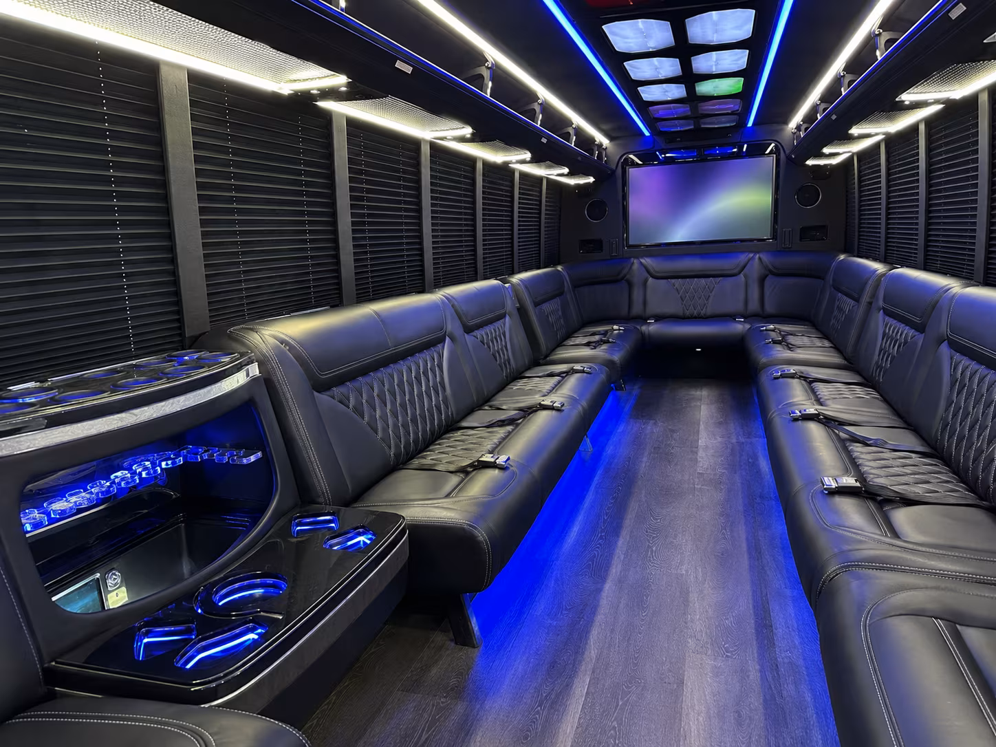 san leandro 20 passenger party bus inside
