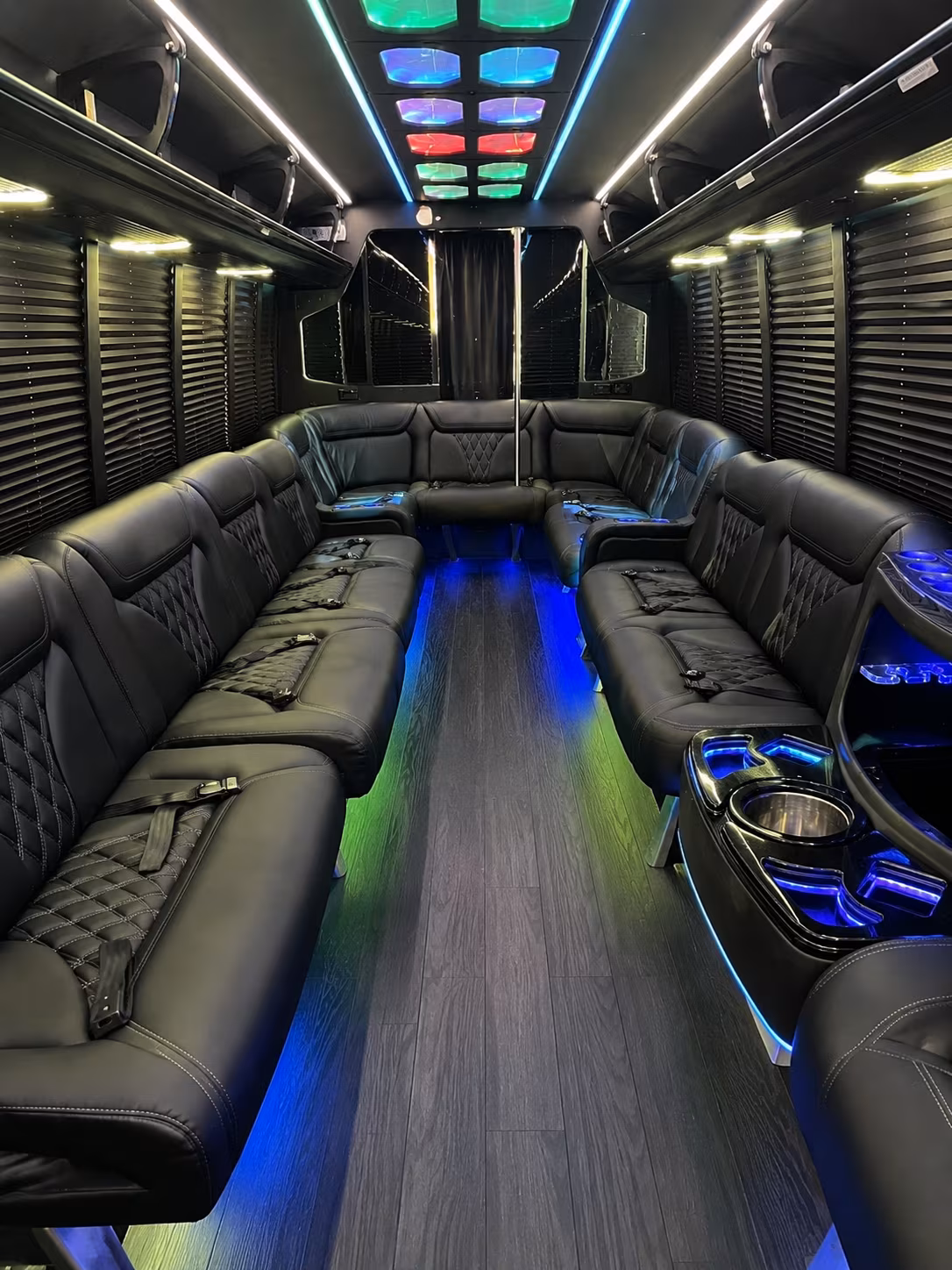san leandro 20 passenger party bus interior