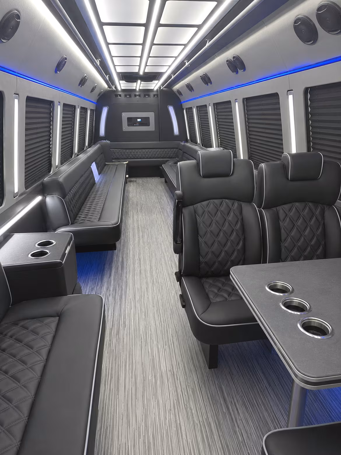 san leandro 25 passenger party bus inside