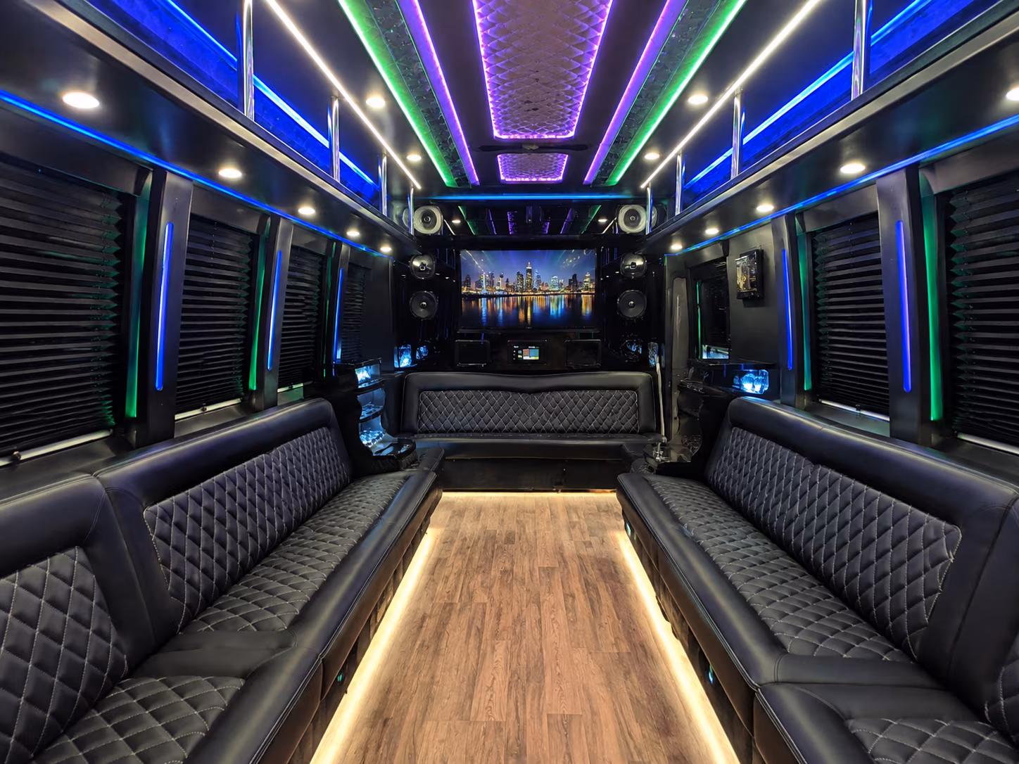 san leandro 25 passenger party bus interior