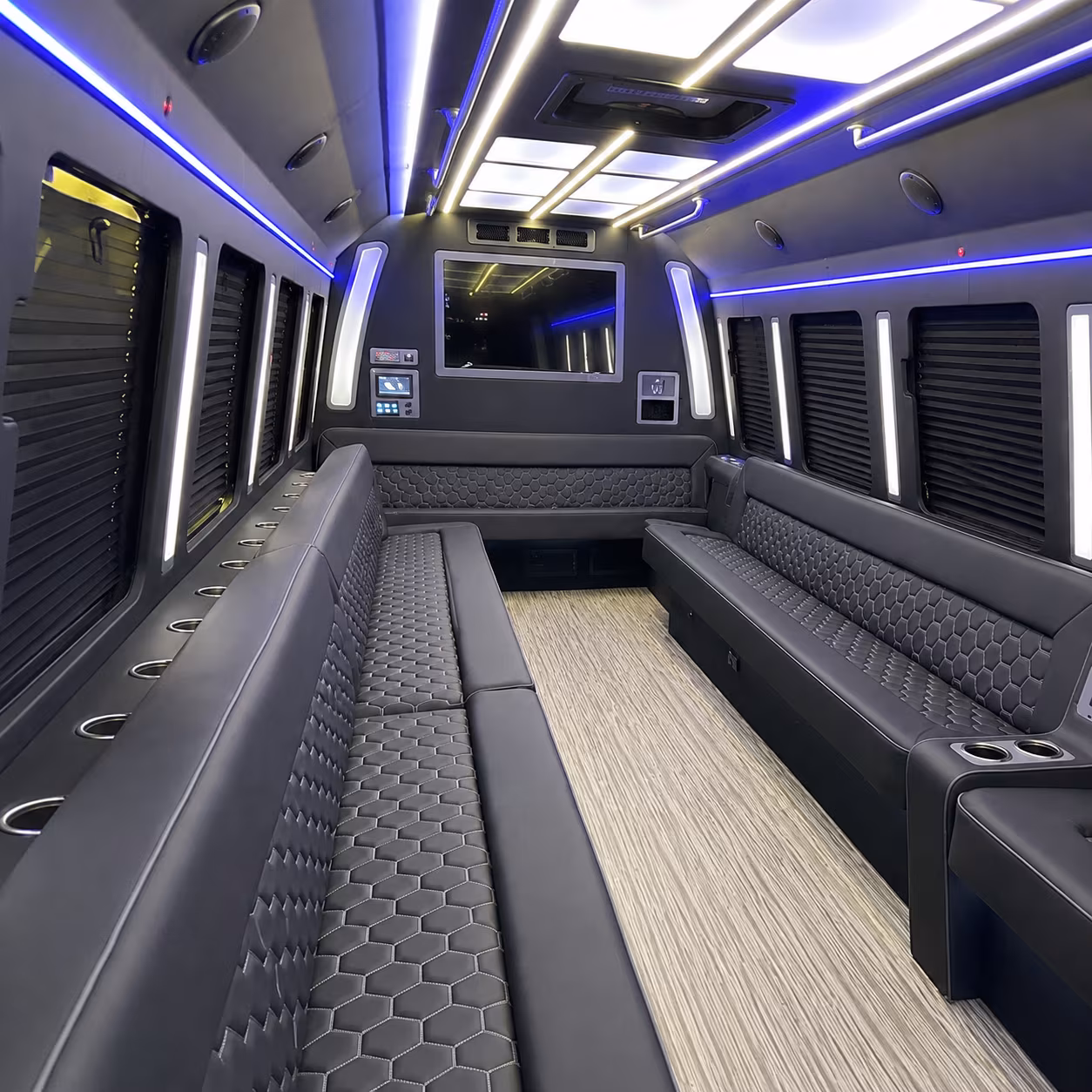 san leandro 40 passenger party bus inside