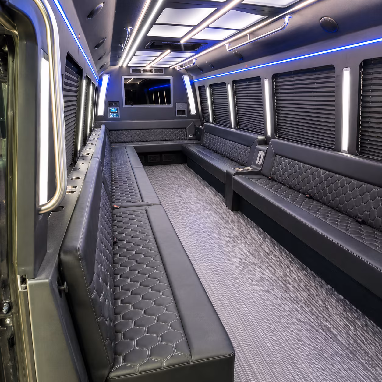 san leandro 40 passenger party bus interior